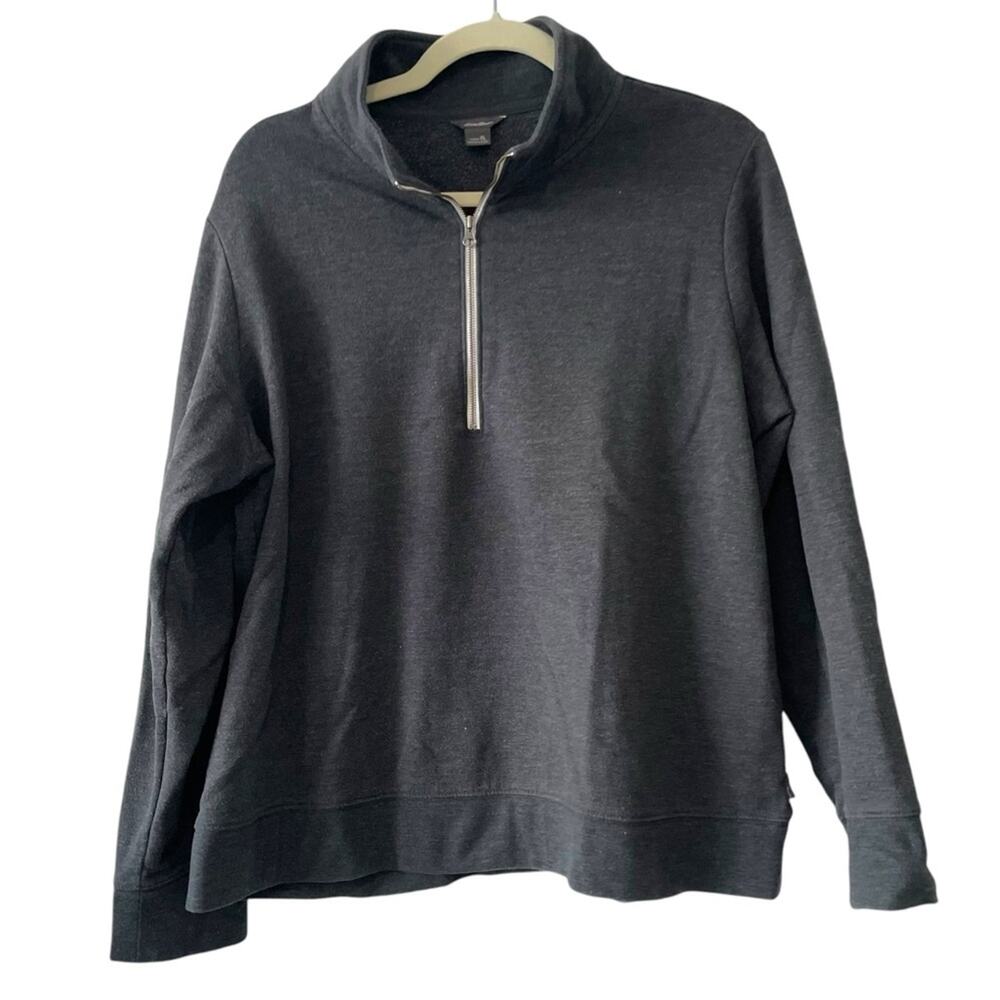 Eddie Bauer Grey Camp Fleece Quarter Zip Size XL